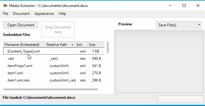 Saving of embedded files